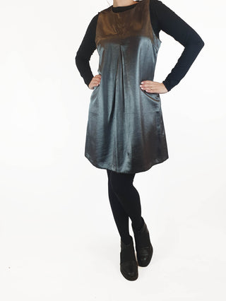Asos deep grey / platinum metallic shift style dress size UK 12 (best fits AU 10) Asos preloved second hand clothes 3