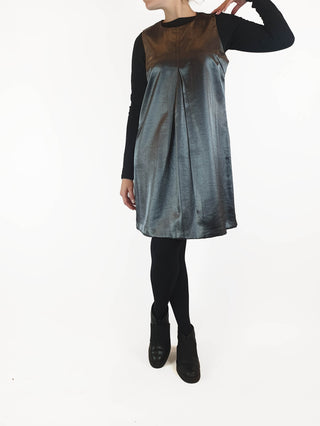 Asos deep grey / platinum metallic shift style dress size UK 12 (best fits AU 10) Asos preloved second hand clothes 4