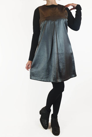 Asos deep grey / platinum metallic shift style dress size UK 12 (best fits AU 10) Asos preloved second hand clothes 1