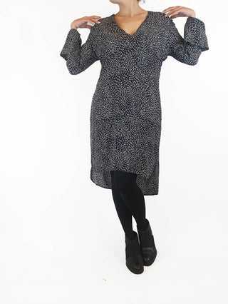 Once Was navy print long sleeve dress size 2, best fits 10 Once Was preloved second hand clothes 5