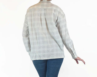 Toast white checked collarless shirt size S Toast preloved second hand clothes 7