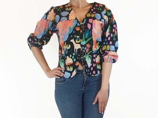 Jericho Road colourful print 3/4 sleeve top size 10 Jericho Road preloved second hand clothes 2