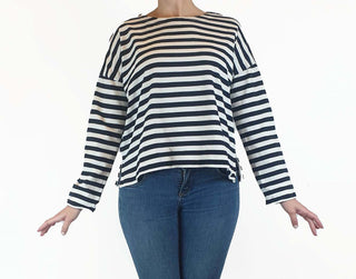 Cos blue and white striped cropped long sleeve top size S Cos preloved second hand clothes 1