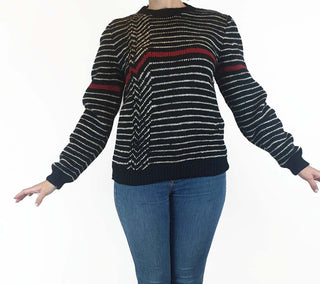 Handmade black and white striped jumper fits size 10 Unknown preloved second hand clothes 2