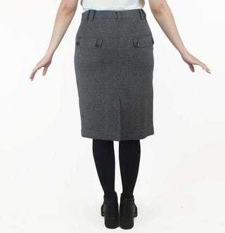 Hoss wool mix grey pencil skirt with contrasting brown buttons size 38 (best fits size 10) Dear Little Panko preloved second hand clothes 7