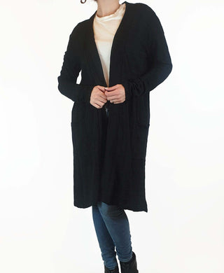 Vigorella black wool mix long cardigan one size Vigorella preloved second hand clothes 4