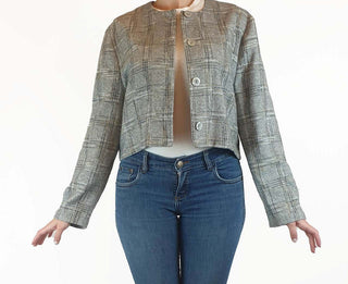 Domino grey plaid crop jacket size 10 (best fits 10-12) Unknown preloved second hand clothes 4