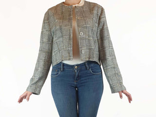 Domino grey plaid crop jacket size 10 (best fits 10-12) Unknown preloved second hand clothes 1