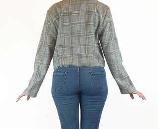 Domino grey plaid crop jacket size 10 (best fits 10-12) Unknown preloved second hand clothes 8