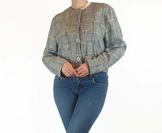 Domino grey plaid crop jacket size 10 (best fits 10-12) Unknown preloved second hand clothes 3