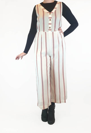 Vera Moda white striped wide leg jumpsuit size XL (tiny fit, best fits 12-small 14)