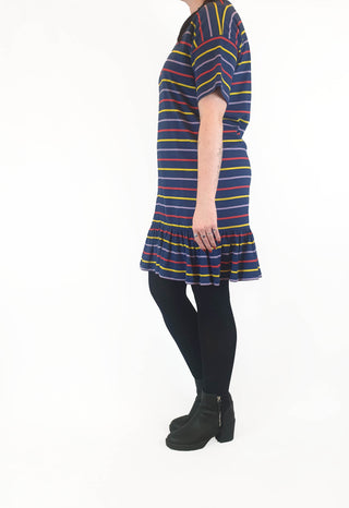 Asos navy tee shirt dress with fun and colourful striped print size UK 14 Asos preloved second hand clothes 5