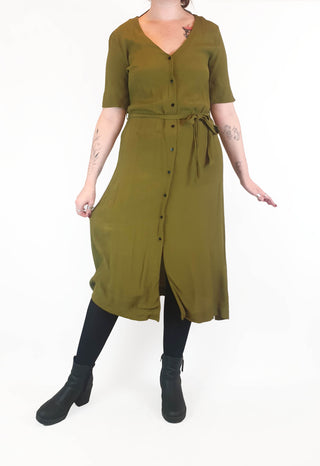 Gorman olive green half sleeve dress size 12 Gorman preloved second hand clothes 3