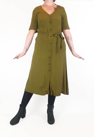 Gorman olive green half sleeve dress size 12 Gorman preloved second hand clothes 1