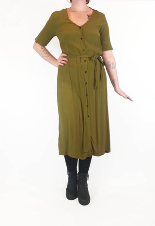 Gorman olive green half sleeve dress size 12 Gorman preloved second hand clothes 4