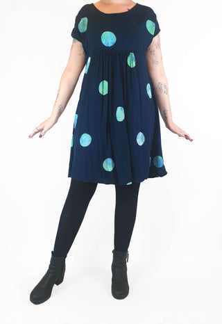 Frank & Dolly's navy dress with large blue polka dots size M Frank & Dolly's preloved second hand clothes 1