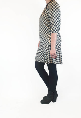 Country Road black and white gingham 93% silk 3/4 sleeve dress size 12 Dear Little Panko preloved second hand clothes 6