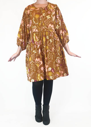 Sage & Claire mustard print long sleeve dress size M Sage & Claire preloved second hand clothes 2