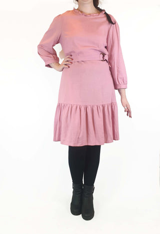 Princess Highway pink linen mix long sleeve dress size 14 (best fits size 12)