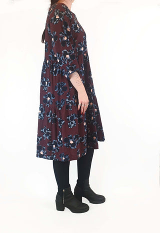 Gorman deep red flower print long sleeve dress size 12 Gorman preloved second hand clothes 5