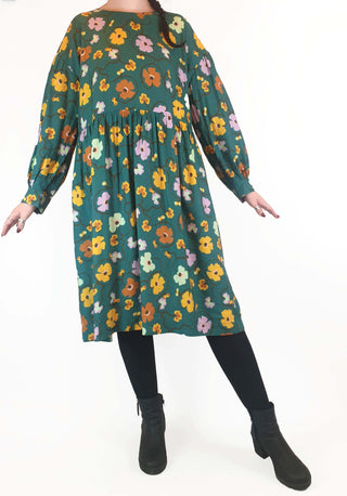 Obus green floral print long sleeve dress size 3 Obus preloved second hand clothes 3