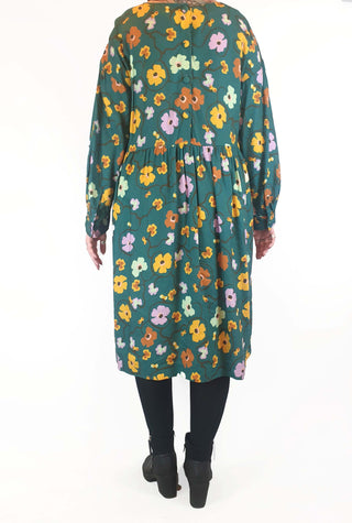 Obus green floral print long sleeve dress size 3 Obus preloved second hand clothes 8