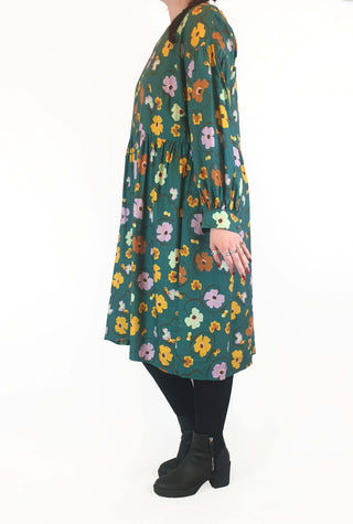 Obus green floral print long sleeve dress size 3 Obus preloved second hand clothes 7