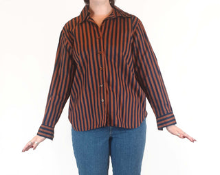 Walter Kristensen vintage brown and blue striped shirt size 12 Walter Kristensen preloved second hand clothes 3