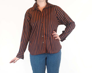 Walter Kristensen vintage brown and blue striped shirt size 12 Walter Kristensen preloved second hand clothes 1