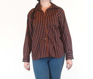 Walter Kristensen vintage brown and blue striped shirt size 12 Walter Kristensen preloved second hand clothes 2