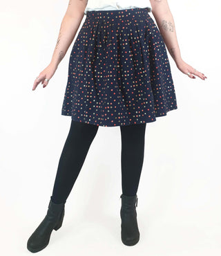 Made590 navy skirt with polka dot print size L, best fits 12-14 Made590 preloved second hand clothes 1