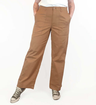 Uniqlo brown cotton straight leg pants size L, best fits 12-14 Uniqlo preloved second hand clothes 1
