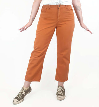 Gorman orange straight leg jeans size 14, best fits size 12-14 Gorman preloved second hand clothes 1