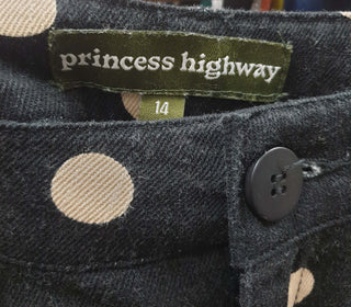 Princess Highway black polka dot jeans size 14, best fits 12-14 Princess Highway preloved second hand clothes 8