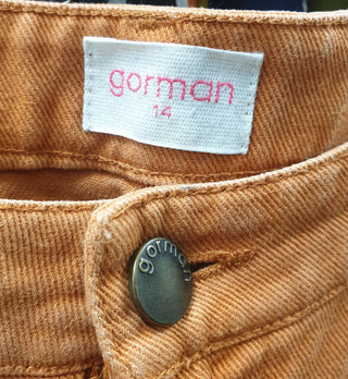 Gorman orange straight leg jeans size 14, best fits size 12-14 Gorman preloved second hand clothes 7