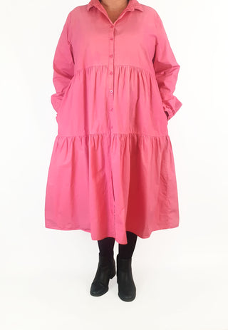 Alessandra hot pink long sleeve shirt dress size XXL Alessandra preloved second hand clothes 1