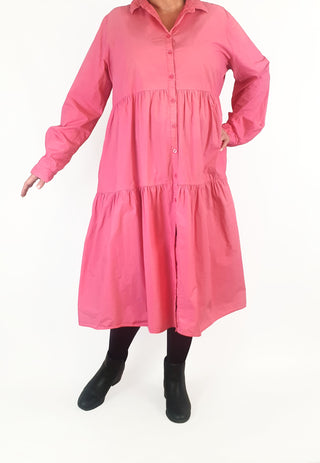 Alessandra hot pink long sleeve shirt dress size XXL Alessandra preloved second hand clothes 4