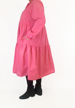 Alessandra hot pink long sleeve shirt dress size XXL Alessandra preloved second hand clothes 5