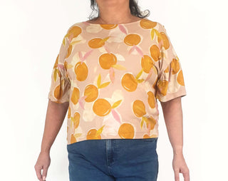 Gorman orange print half sleeve top size 166 Gorman preloved second hand clothes 4