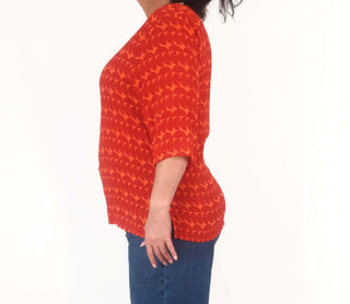 Elm red and orange print half sleeve top size 16 Elm preloved second hand clothes 4