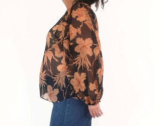 Country Road floral semi - sheer long sleeve top size 16 Country Road preloved second hand clothes 5