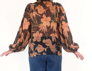 Country Road floral semi - sheer long sleeve top size 16 Country Road preloved second hand clothes 6