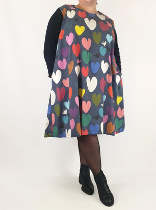 Doops navy dress with heart print size XXXL (note: significant wear) Doops preloved second hand clothes 1