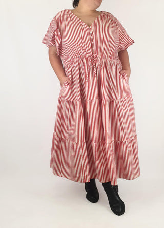 Boho Australia red and white striped dress size XXXL