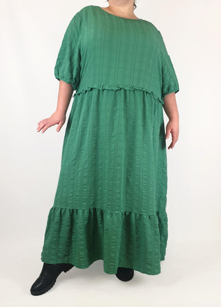 Isobelle green textured half sleeve maxi dress size 26 Isobelle preloved second hand clothes 1