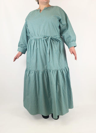 Kholo blue and green check print maxi dress size 24 Kholo preloved second hand clothes 3