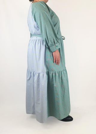 Kholo blue and green check print maxi dress size 24 Kholo preloved second hand clothes 2