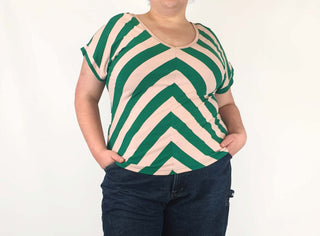 Made590 green and pink striped top size 3XL Made590 preloved second hand clothes 1