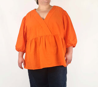 Commonry orange seersucker long sleeve top size 22 Commonry preloved second hand clothes 2