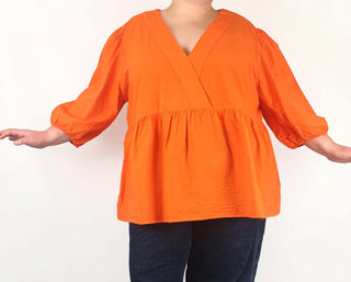 Commonry orange seersucker long sleeve top size 22 Commonry preloved second hand clothes 3